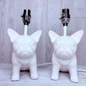 Target French bulldog cermic white lamps 2015/2016 one repairs as shown lights